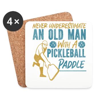 Pickleball Grandpa Never - Dessous de verre (lot de 4) - blanc - Devant