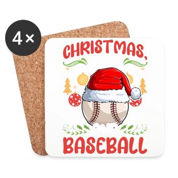 Joueur de baseball Club Amour de Noël - Dessous de verre (lot de 4) - blanc - Devant