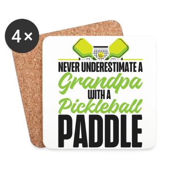 Pickleball Grandpa Never - Dessous de verre (lot de 4) - blanc - Devant