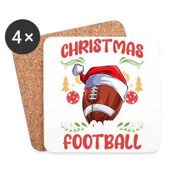Équipe de football universitaire Amour de Noël - Dessous de verre (lot de 4) - blanc - Devant