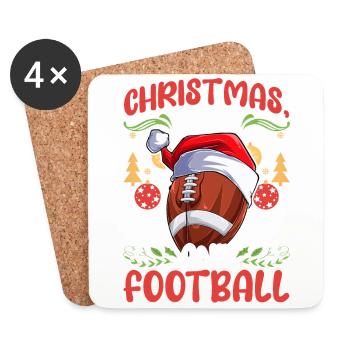Équipe de football universitaire Amour de Noël - Dessous de verre (lot de 4) - blanc - Devant