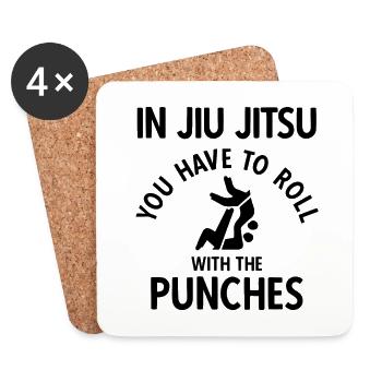 BJJ Jiu Jitsu - Untersetzer (4er-Set) - Weiß - Vorne