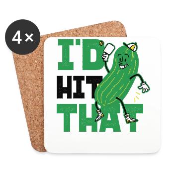 Pickleball pickle J’avais frappé ça - Dessous de verre (lot de 4) - blanc - Devant