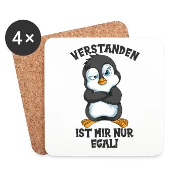 Ich habe das verstanden ist mir nur egal Pinguin - Untersetzer (4er-Set) - Weiß - Vorne