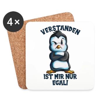 Ich habe das verstanden ist mir nur egal Pinguin - Untersetzer (4er-Set) - Weiß - Vorne