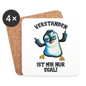 Ich habe das verstanden ist mir nur egal Pinguin - Untersetzer (4er-Set) - Weiß - Vorne