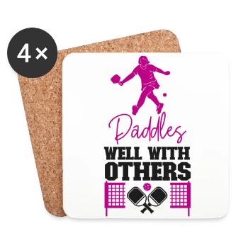 Pickleball pagaie bien avec - Dessous de verre (lot de 4) - blanc - Devant