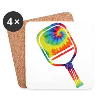 Pickleball Paddle Tie Dye Retro - Coasters (set of 4) - white - Front
