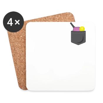 Pickleball Pocket - Coasters (set of 4) - white - Front