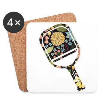 Fleur de pickleball Floral - Dessous de verre (lot de 4) - blanc - Devant