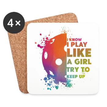 Pickleball Girl Ladies Watercolor - Untersetzer (4er-Set) - Weiß - Vorne