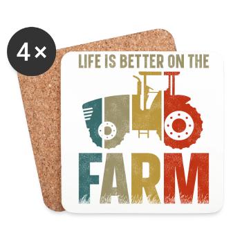 Agriculteur Tracteur d’époque - Dessous de verre (lot de 4) - blanc - Devant