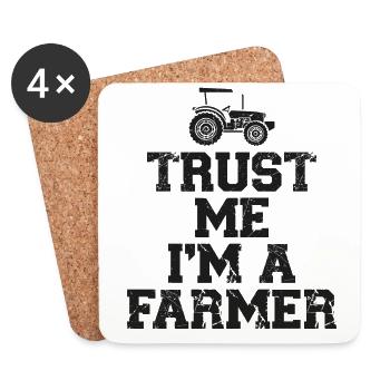 Agriculteur agriculteur tracteur vintage - Dessous de verre (lot de 4) - blanc - Devant