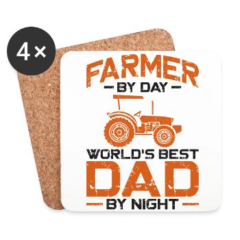 Farming Farmer Dad Father Vintage - Coasters (set of 4) - white - Front