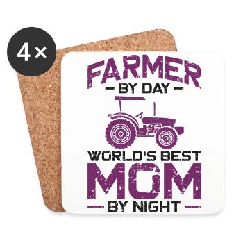 Agriculteur Maman Maman Mère Millésime - Dessous de verre (lot de 4) - blanc - Devant
