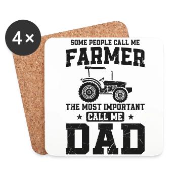 Farming Farmer Dad Father Vintage - Coasters (set of 4) - white - Front