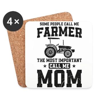 Farming Farmer Mom Mother Vintage - Coasters (set of 4) - white - Front