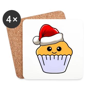 Muffin Weihnachten Comic Xmas - Untersetzer (4er-Set) - Weiß - Vorne