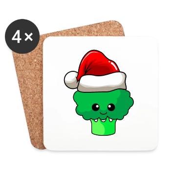 Broccoli Christmas Comic Xmas - Coasters (set of 4) - white - Front