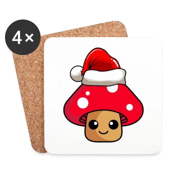 Pilz Weihnachten Comic Xmas - Untersetzer (4er-Set) - Weiß - Vorne