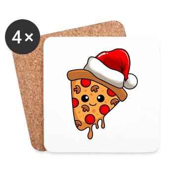 Pizza Weihnachten Comic Xmas - Untersetzer (4er-Set) - Weiß - Vorne