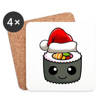 Sushi Weihnachten Comic Xmas - Untersetzer (4er-Set) - Weiß - Vorne