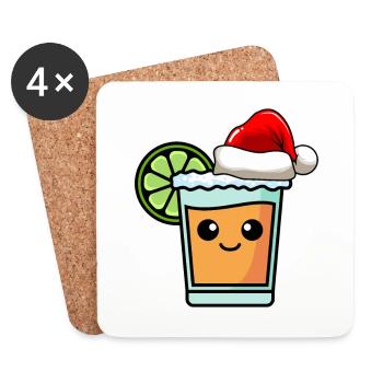 Tequila Christmas Comic Noël - Dessous de verre (lot de 4) - blanc - Devant