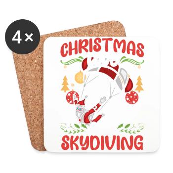 Fallschirm Skydive Weihnachten Liebe und Skydiving - Untersetzer (4er-Set) - Weiß - Vorne