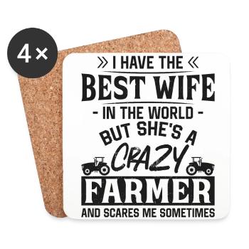 Farming Farmer Wife Vintage - Coasters (set of 4) - white - Front