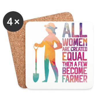 Agriculteur Fille Femelle - Dessous de verre (lot de 4) - blanc - Devant