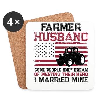 Farming Farmer Husband Tractor - Coasters (set of 4) - white - Front