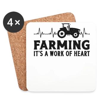 Farming Farmer Girl Heartbeat - Untersetzer (4er-Set) - Weiß - Vorne