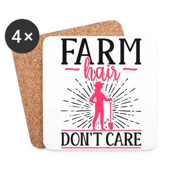 Fermier Agriculteur Fille Ferme Femelle - Dessous de verre (lot de 4) - blanc - Devant
