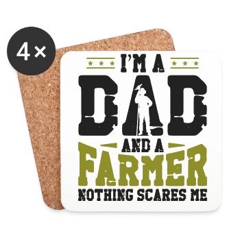 Farming Farmer Dad Father Vintage - Coasters (set of 4) - white - Front