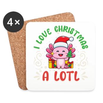 Love Christmas a LOTL, Liebe Weihnachten Axolotl - Coasters (set of 4) - white - Front