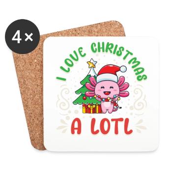 Love Christmas a LOTL, Liebe Weihnachten Axolotl - Untersetzer (4er-Set) - Weiß - Vorne