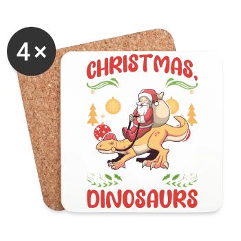 Dino Junge Boy Kinder Weihnachen Liebe Dinosaurier - Untersetzer (4er-Set) - Weiß - Vorne