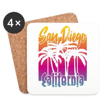 Vintage San Diego Californie - Dessous de verre (lot de 4) - blanc - Devant