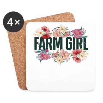 Agriculture Agricultrice Fille Fleur Floral - Dessous de verre (lot de 4) - blanc - Devant