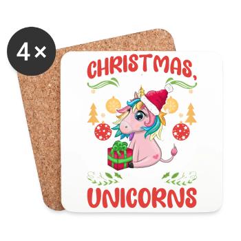 Einhorn Frauen Mädchen Weihnachen Liebe Einhörner - Untersetzer (4er-Set) - Weiß - Vorne