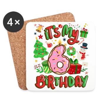 Es Ist Mein 6 Geburtstag Schneemann Weihnachten - Untersetzer (4er-Set) - Weiß - Vorne