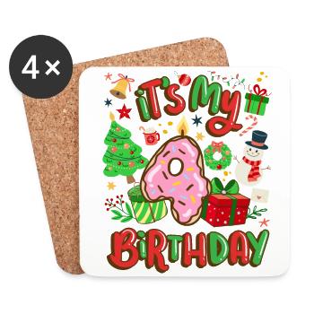 It's my 4 birthday snowman Christmas - Coasters (set of 4) - white - Front