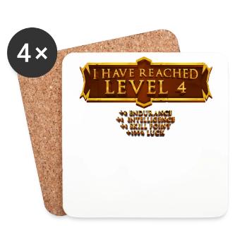 J’ai atteint le niveau 4 rpg jeu en ligne - Dessous de verre (lot de 4) - blanc - Devant