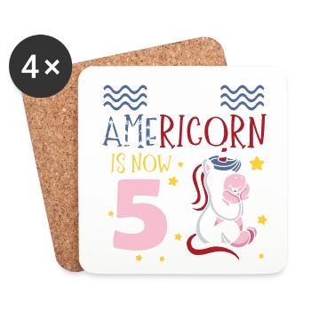 Cette Americorn est maintenant 5 Poney Licorne 4 juillet - Dessous de verre (lot de 4) - blanc - Devant