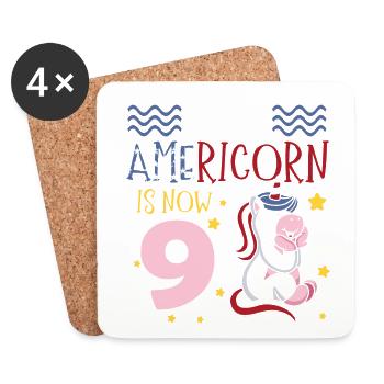 Cette Americorn est maintenant 9 Poney Licorne 4 juillet - Dessous de verre (lot de 4) - blanc - Devant