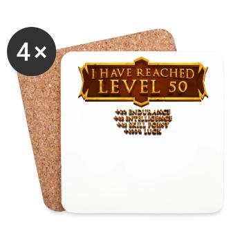 J’ai atteint le niveau 50 rpg jeu en ligne 50ème - Dessous de verre (lot de 4) - blanc - Devant