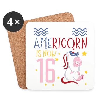This Americorn is now 16 Unicorn Pony 4. - Coasters (set of 4) - white - Front