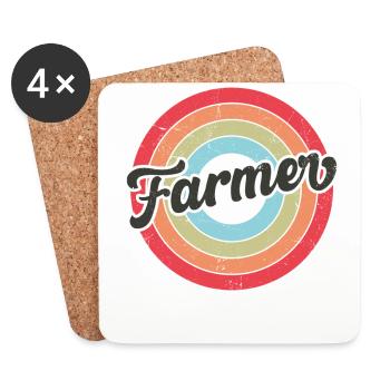 Agriculteur Rétro Vintage - Dessous de verre (lot de 4) - blanc - Devant