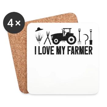 Agriculteur Tracteur d’époque I - Dessous de verre (lot de 4) - blanc - Devant