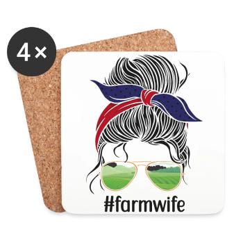 Farming Farmer Girl Wife Sun - Coasters (set of 4) - white - Front